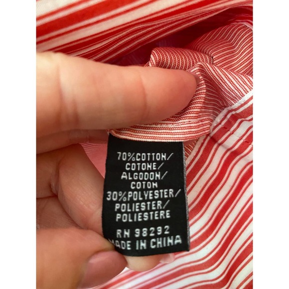 Tibi Red White Pinstripe Dress 10 POCKETS Short Sleeves Sundress spring summer - Picture 9 of 10